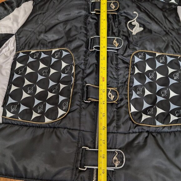 Vintage Baby Phat Bomber Puffer Jacket XL Y2K White Black Striped Spell Out Logo - Picture 8 of 16